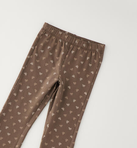Leggings bambina a zampa MARRONE-BEIGE-6CEX