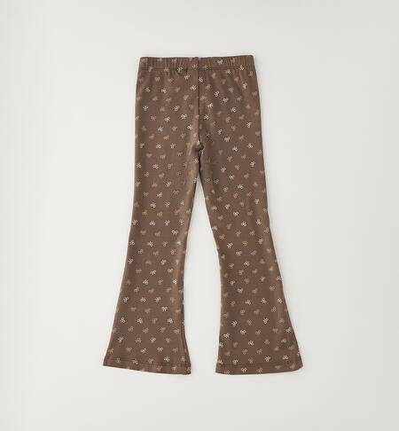Leggings bambina a zampa MARRONE-BEIGE-6CEX