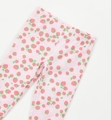 Girls' strawberry leggings ROSA-ROSSO-6CAZ