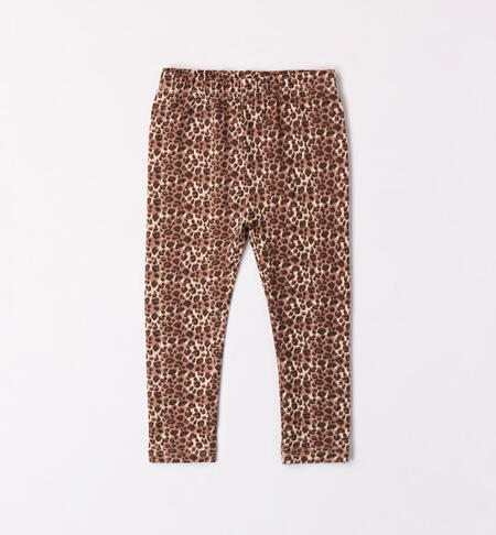 iDO animal print leggings for girls aged 9 months to 8 years BEIGE-NERO-6K45