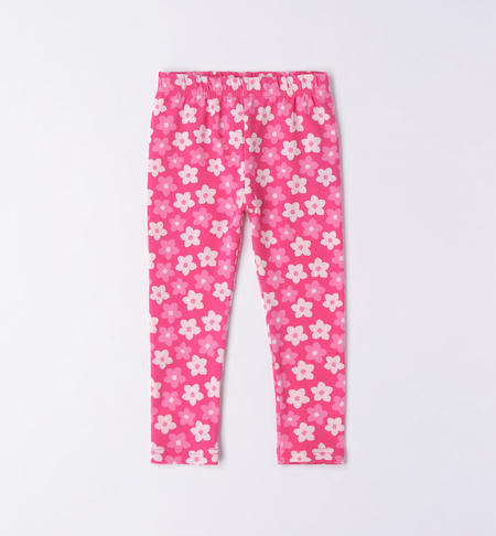 Girl's leggings with small flowers FUCHSIA