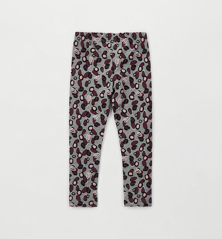 Leggings bambina iDO GRIGIO MELANGE-BORDEAU-6CGR
