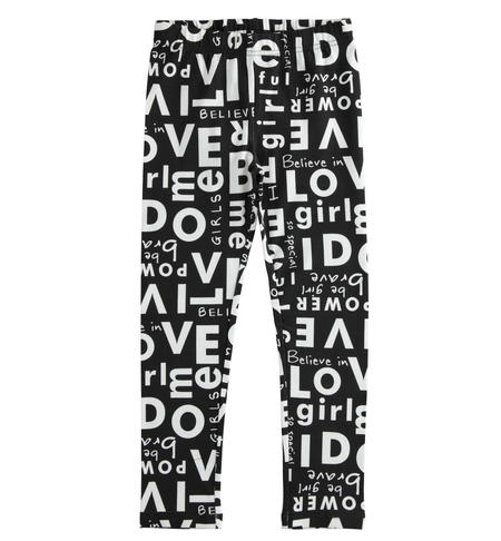 iDO stretch jersey leggings with lettering or animalier pattern for girls from 8 to 16 years old BIANCO-NERO-6SM3