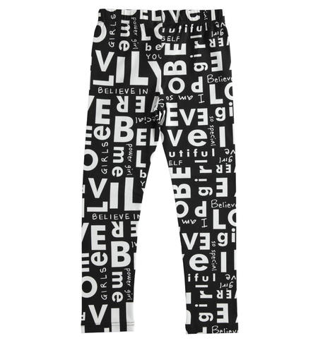 iDO stretch jersey leggings with lettering or animalier pattern for girls from 8 to 16 years old BIANCO-NERO-6SM3