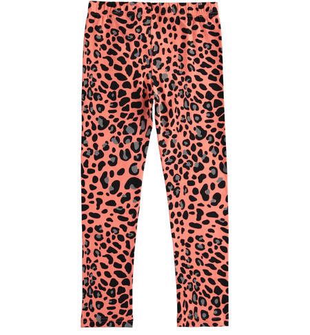 iDO stretch jersey leggings with lettering or animalier pattern for girls from 8 to 16 years old CORALLO-NERO-6TL2