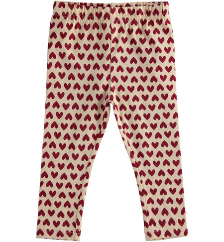 Winter leggings for girls from 9 months to 8 years iDO BEIGE-BORDEAUX-6UY4