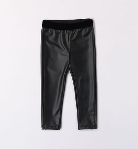 Girls' shiny leggings BLACK