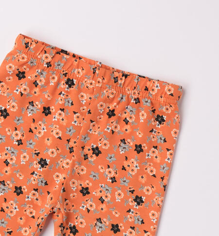 iDO long floral leggings for girls from 9 months to 8 years COTTO-ARANCIO-6WL1