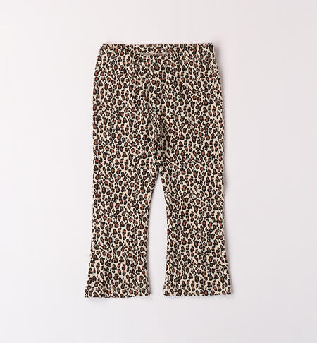 Girls' leopard print leggings BROWN