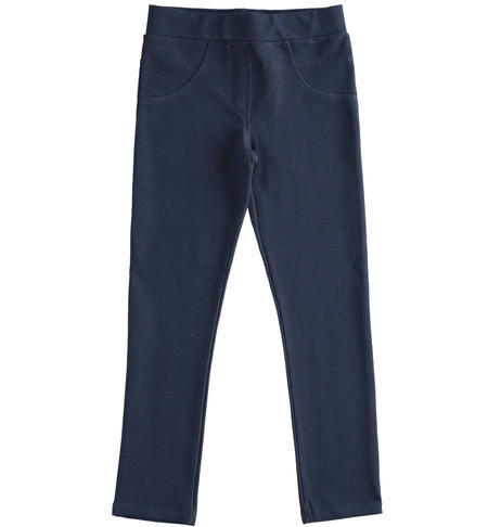 Leggings ragazza finte tasche BLU