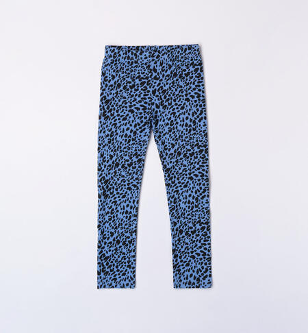 Girls' leopard print leggings LIGHT BLUE
