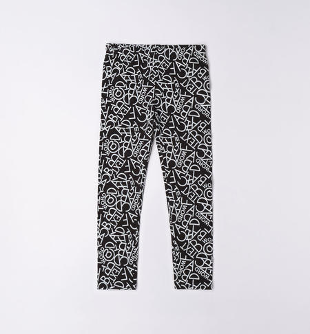 Girl's leggings various patterns BLACK