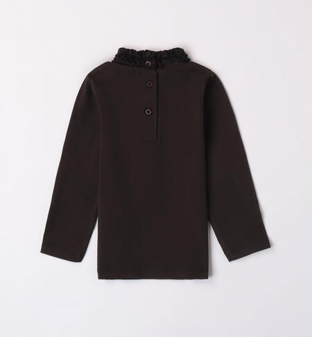 iDO ruffled mock polo neck for girls from 9 months to 8 years NERO-0658