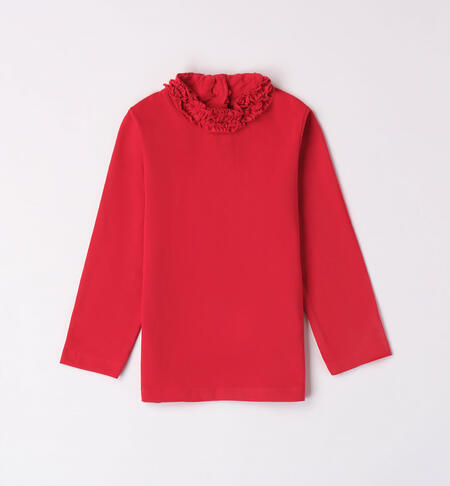 iDO ruffled mock polo neck for girls from 9 months to 8 years ROSSO-2253