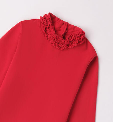 iDO ruffled mock polo neck for girls from 9 months to 8 years ROSSO-2253