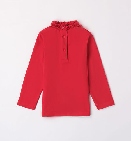 iDO ruffled mock polo neck for girls from 9 months to 8 years ROSSO-2253