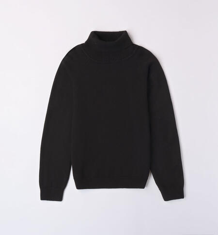 iDO knitted mock polo neck jumper for boys from 8 to 16 years NERO-0658