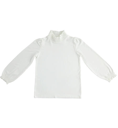 Turtleneck for girl with ruffles CREAM