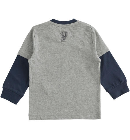 Crewneck boy T-shirt from 9 months to 8 years iDO GRIGIO MELANGE-8970