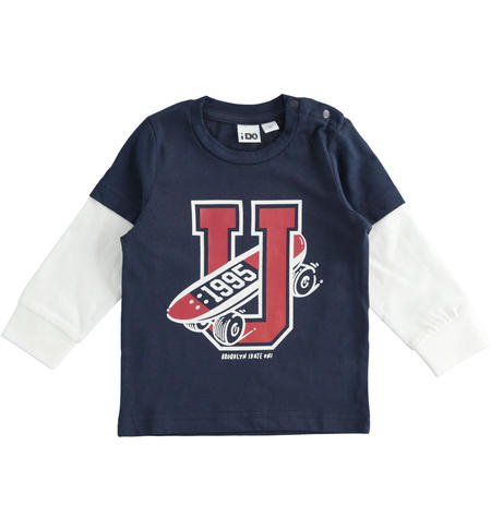 Crewneck boy T-shirt from 9 months to 8 years iDO NAVY-3885