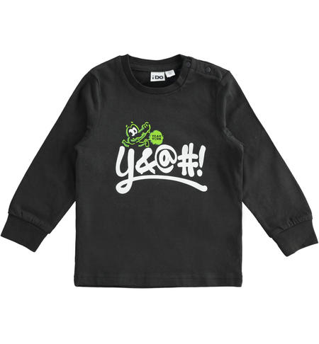 Crewneck t-shirt for boys from 9 months to 8 years iDO NERO-0658