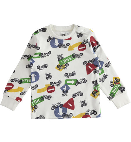 Maglia bambino stampa all over - da 9 mesi a 8 anni iDO PANNA-BLU-6UE2