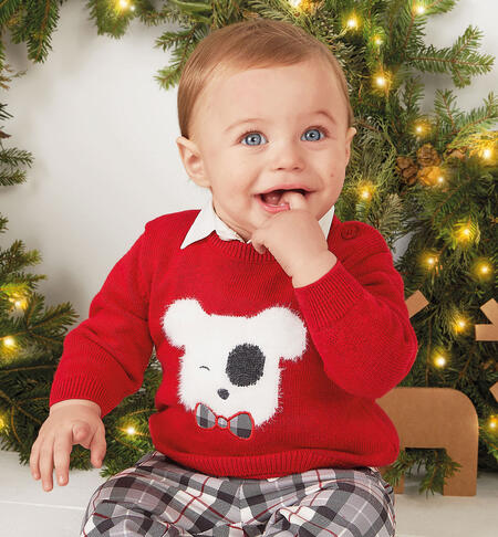 Baby boys' knitted jumper with bow tie RED