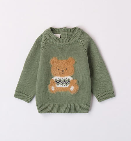 Maglia bimbo tricot con orsacchiotto da 1 a 24 mesi iDO VERDE SALVIA-4921