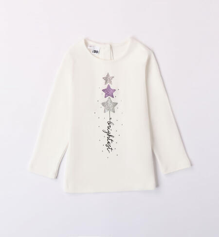 Girls' star T-shirt CREAM