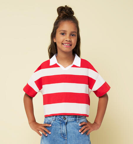 Girls' striped crop tops RED