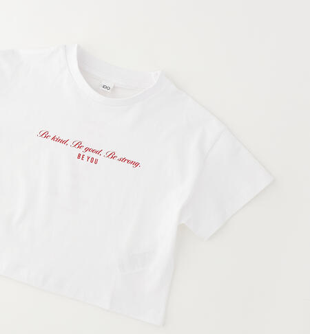 Maglia crop ragazza BIANCO-0113