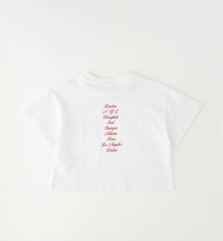 Maglia crop ragazza BIANCO-0113