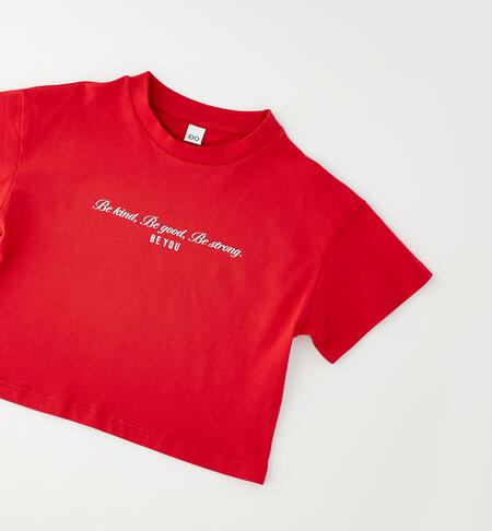 Maglia crop ragazza ROSSO-2256