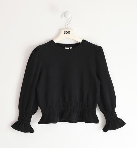 Gathered girl sweater BLACK