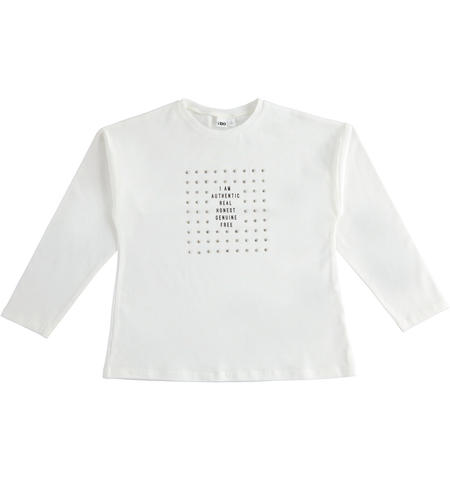 Maglia ragazza con borchie PANNA