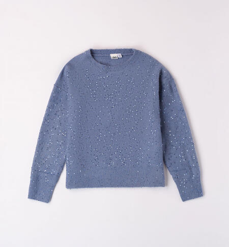 Maglia ragazza con paillettes BLU