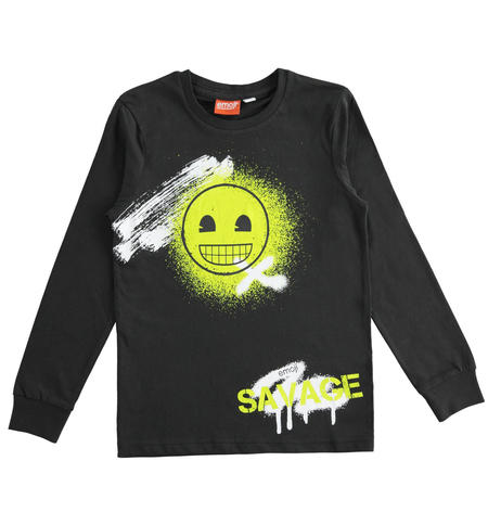 Maglia ragazzo capsule Emoji - da 8 a 16 anni iDO NERO-0658