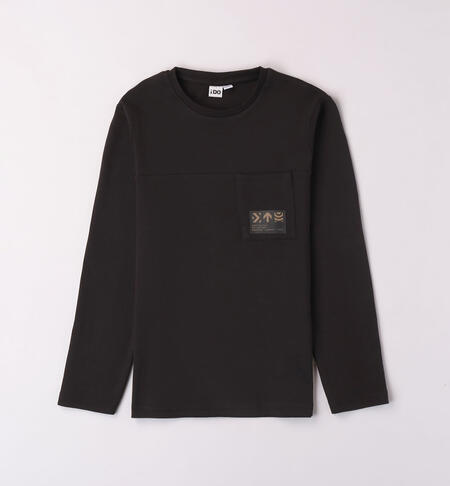 Maglia ragazzo girocollo in cotone da 8 a 16 anni iDO NERO-0658