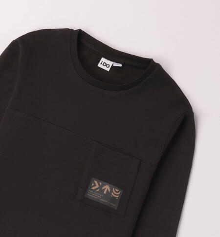 Maglia ragazzo girocollo in cotone da 8 a 16 anni iDO NERO-0658