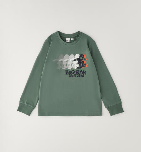 Maglietta 100% cotone bambino VERDE MILITARE-4717