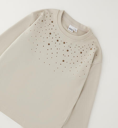 Maglietta 100% cotone da ragazza BEIGE-0442