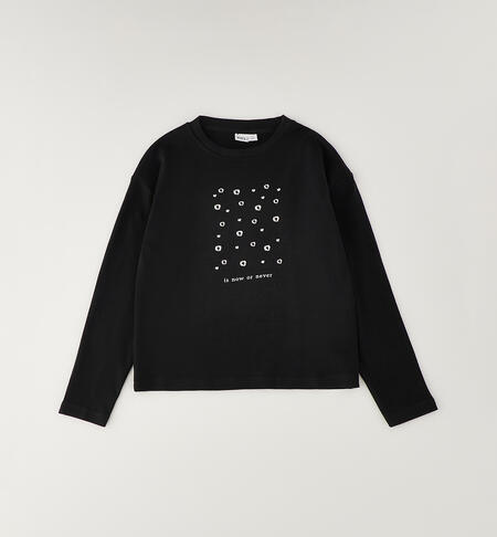 Maglietta 100% cotone ragazza NERO-0658