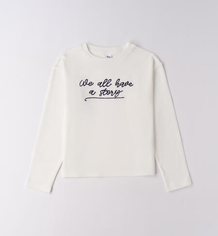 Maglietta 100% cotone ragazza PANNA