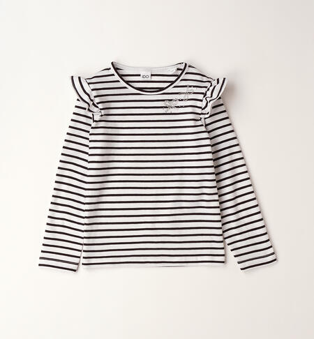 Maglietta a righe bambina NERO