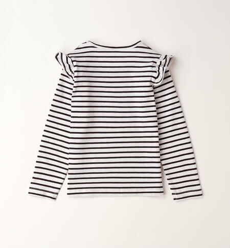 Maglietta a righe bambina NERO-0658