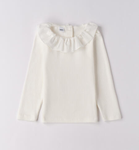 Maglietta bambina con colletto PANNA