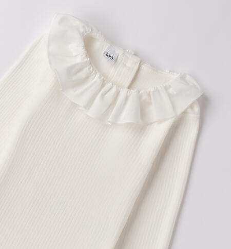 Maglietta bambina con colletto PANNA-0112