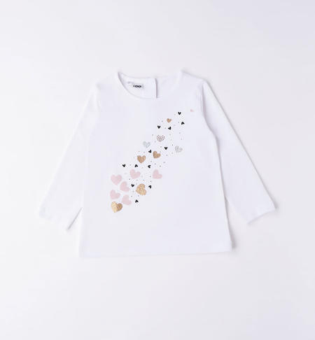 Maglietta bambina con cuori da 9 mesi a 8 anni iDO BIANCO-0113