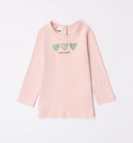 iDO heart T-shirt for girls from 9 months to 8 years ROSA CHIARO-2617