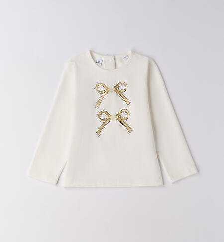 Maglietta bambina con fiocchi PANNA